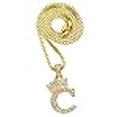 thumbnail image 3 of CBC Crown Rhinestone Studded Crown Small Initial Alphabet Letter Pendant Necklace16/18"/20" Box Chain Necklaces (16, Gold - C), 3 of 4