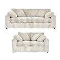 thumbnail image 4 of Roundhill Furniture Belvoir 2-Piece Living Room Set, Sofa and Loveseat, Beige Champagne, 4 of 12