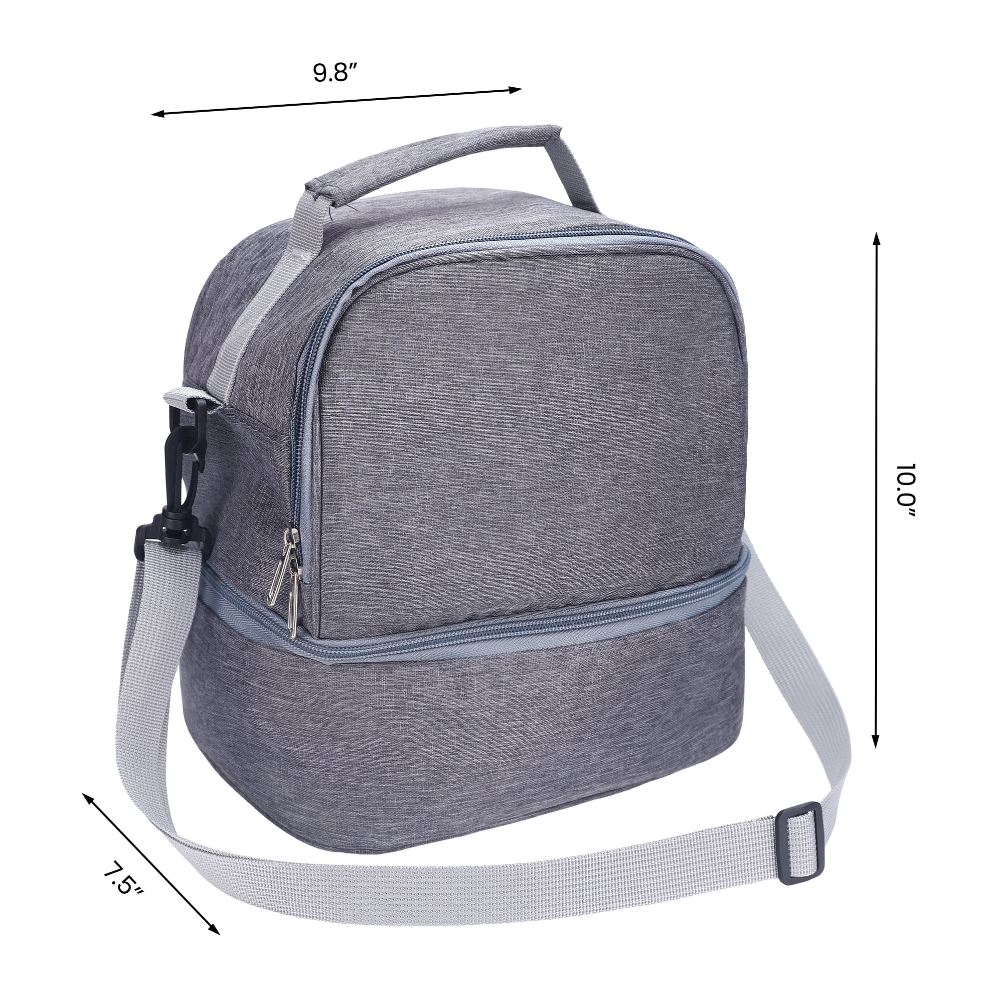 Unique Bargains Insulated Leakproof Lunch Bag for Office, Picnic Gray