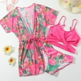 thumbnail image 2 of Staki Girls Three Piece Swimsuit Girls Swimsuits 3 Piece Bathing Suit with Cover Up Tropical Flower Swimwear for Hawaiian Holiday 8-12Y(Hot Pink,11-12 Years), 2 of 7