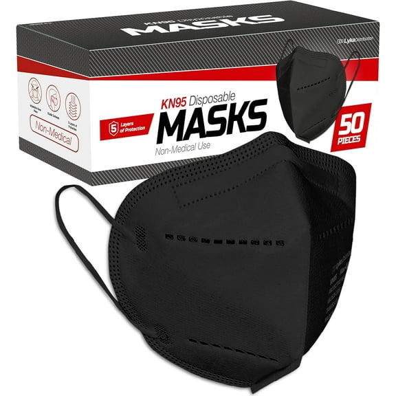 PUMER KN95 Face Masks 50 Pack – 5-Ply Disposable Masks for Dust, Work, Sanding, Painting, Allergies, Lawn & Cleaning