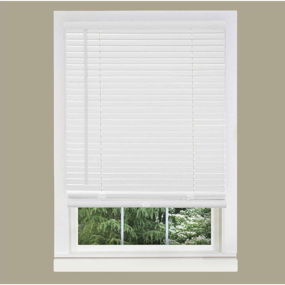 Cordless Light Filtering Mini Blind - 54 Inch Width and 64 Inch Length, 1" Slat Size - Pearl White - Cordless GII Morningstar Horizontal Windows Blinds for Interior by Achim Home Decor