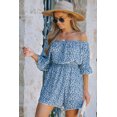 thumbnail image 4 of ABPHQTO Mameluco floral azul con hombros descubiertos y mangas acampanadas para mujer, 4 of 5