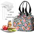 thumbnail image 4 of Pioneer Flower Floral Print Pattern Drawstring Lunch Bag Women - Drawstring Lunch Bag Insulated for Work Office - Stain-Resistant Large Lunchbags for Women with Multi-Pockets, 4 of 6