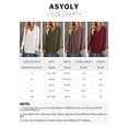 thumbnail image 2 of Asyoly Women's Casual Side Slit Knit Sweater Long Sleeve Solid Color Loose V-Neck Pullover Jumper Top, 2 of 8