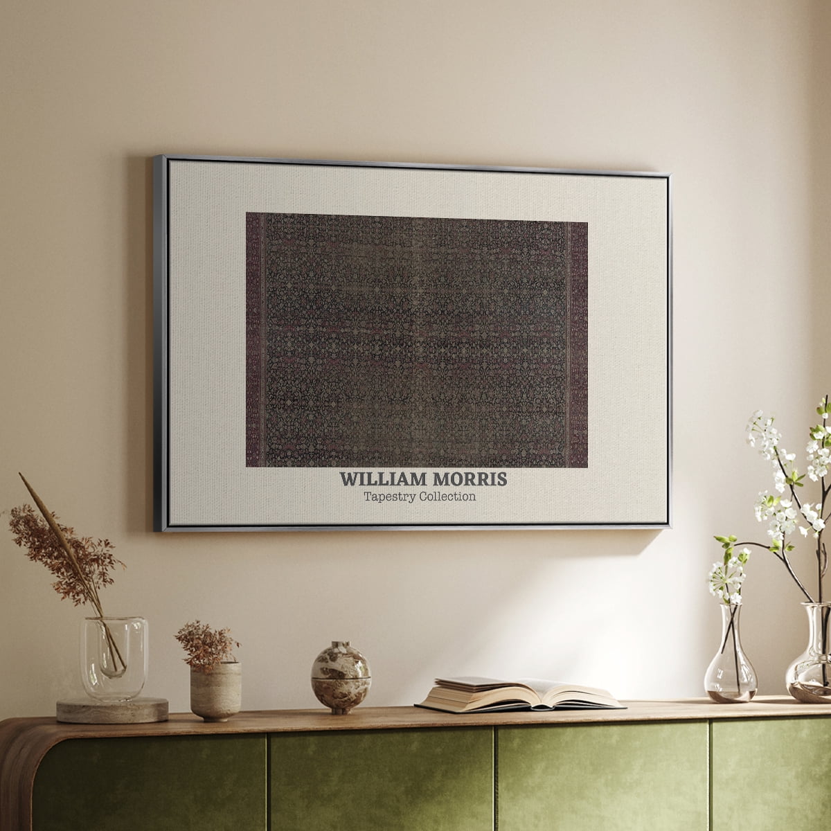 Vintage Abstract Print-L Framed in Silver Wood Gallery Wrapped Canvas 27 in. x 41 in.