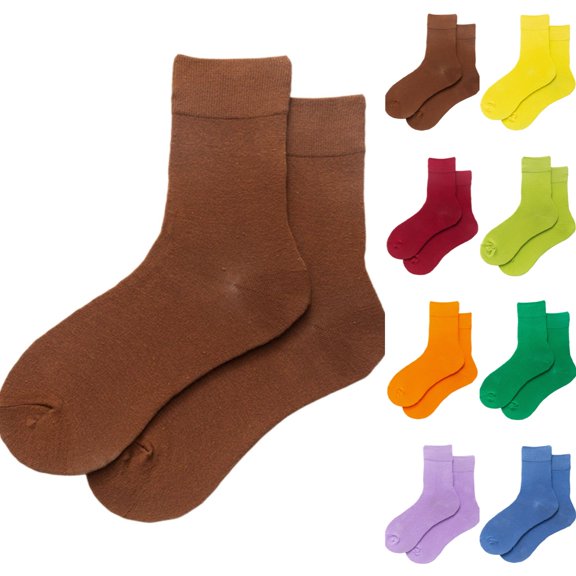 Bmisegm Womens Crew Socks Mid Calf Solid Color Comfortable Stackable Soft Breathable Fashion Socks for Women Coffee_003
