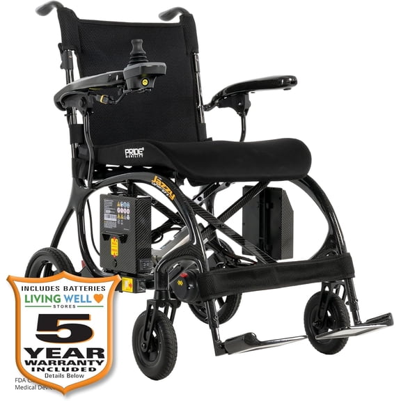 PrideMobility Jazzy Carbon 27X Folding Travel Power Chair, Weighs Just 27.5 Pounds, with 5-Year Extended Warranty