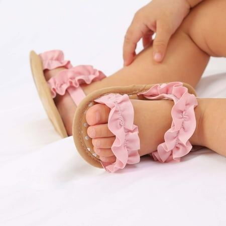 

Black_Friday Cyber_Monday Deals Dianli Toddler Sandals Beach Essentials New Spring And Summer Baby Shoes For Girls Toddler Shoes Flat Lace Wave Baby Soft Soled Sandals Pink Toddler Sandals 13
