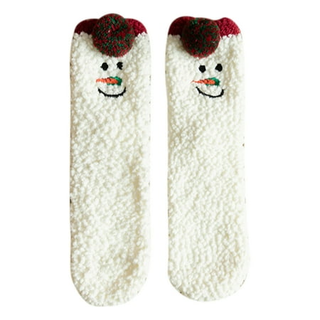 

Christmas Socks Women s Warm Coral Plush Middle Tube Socks Stockings Warm Winter Holiday Fluffy Slipper Socks for Women Girl