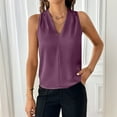 thumbnail image 4 of Ktyne Shirts for Under Blazers for Women Work Professional Sleeveless Blouse V Neck Vest Shirt Fashion Summer Work Tank Tops Purple XL, 4 of 7