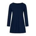 thumbnail image 4 of Lilgiuy Women's Casual Long Sleeve Solid Round Neck Ladies Loose Mini Dress Navy Fall Dresses for 2022 Spring Winter, 4 of 5
