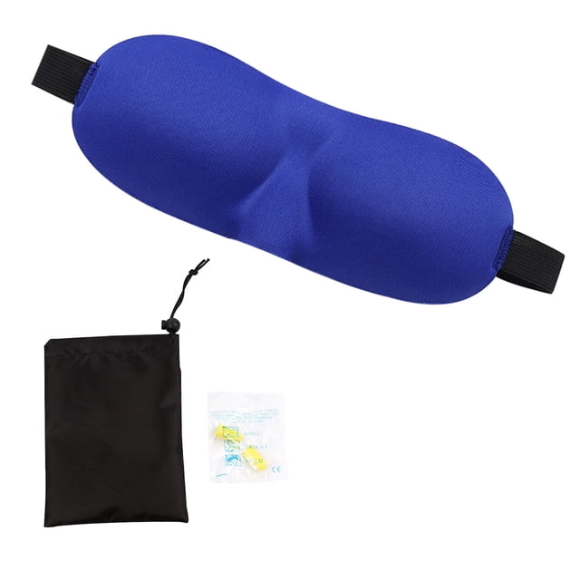 Lightweight 3D Contoured Sleep Eye Mask Set - Breathable 218x84mm Eye Cover (16g), Waterproof Storage Pouch & Random Color Earplugs - Available in Black, Blue, Red, Grey (Total Package Weight 100g)