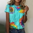 thumbnail image 2 of Fshinging Womens Summer Tops Casual Printed Short Sleeve Crew Neck Summer Fashion Tie-Dye Print Tunic Blouse, 2 of 4