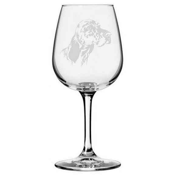 English Setter Dog Themed Etched All Purpose 12.75oz Libbey Wine Glass