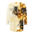 thumbnail image 5 of CYMMPU Loose Fit Round Neck Bee Pattern Blouses for Women Dressy Casual T-Shirts Fall Trendy Shirts Spring Tops 3/4 Sleeve Lightweight Basic Tees Multicolor L, 5 of 5