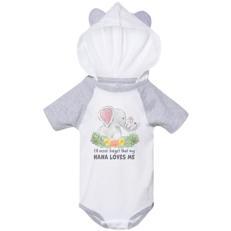 

Inktastic I ll Never Forget That My Nana Loves Me with Cute Elephants Gift Baby Boy or Baby Girl Bodysuit
