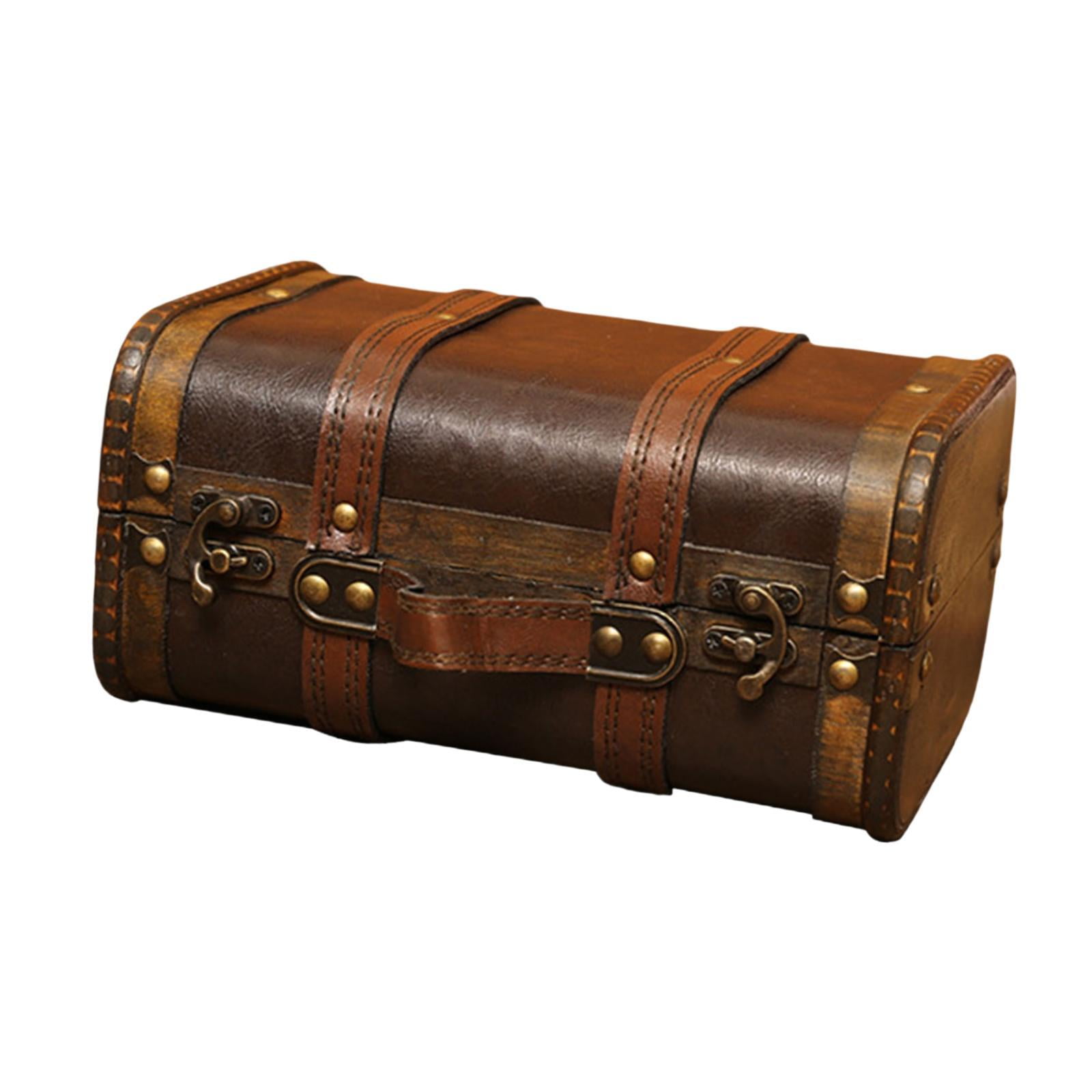 Wooden Trunk Treasure Chest Decorative Retro Style with Lock for Studio Photography Props Clothing Stores