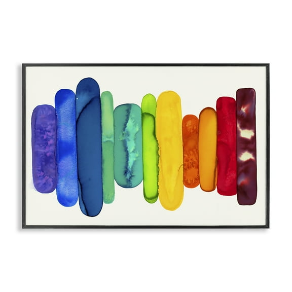 Stupell Industries Rainbow Ombre Shapes Abstract Painting Black Framed Art Print Wall Art, 18 x 12