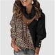 thumbnail image 2 of Suéter de cuello alto de manga larga con retazos estampado Fashoin para mujer Top de punto Pompotops hdfakjf10071, 2 of 5