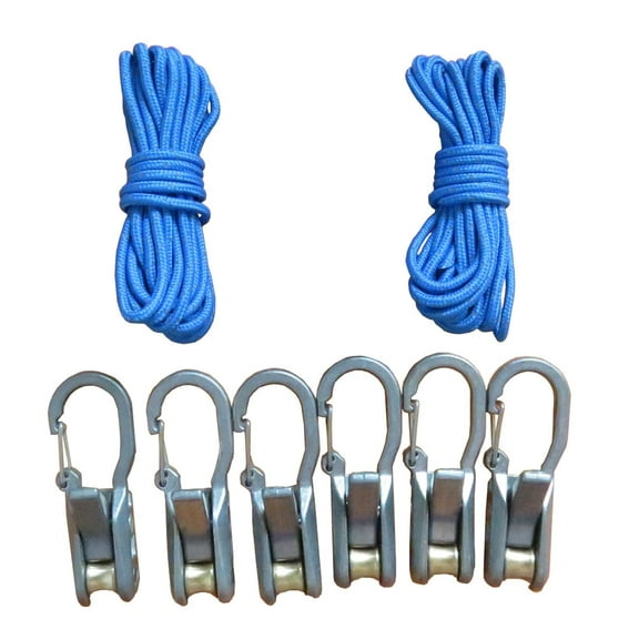 Pinenalo Rope with Roller Tensioner for Easy and Secure Tying, 6-Pack Paracord Adjusters, Camping and Boating Tie-Down Tool with Locking Buckle