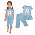 thumbnail image 5 of Piuwrlz Boys Girls Short Sets Kids Summer Outfit Set Printed Round Neck Tight T-Shirt and Shorts Set Light Blue Size 5 Years, 5 of 5