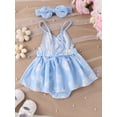 thumbnail image 3 of FEORJGP Infant Baby Girls Summer Romper Dress 3M 6M 9M 12M 18M Newborn Sleeveless Camisole Dress Floral Print Casual Jumpsuit Dress Backless Bodysuit Toddler Cute Sweet Floral Princess Dress, 3 of 9