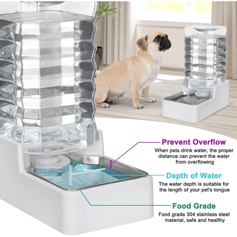 Sfozstra Automatische zwaartekrachtdispenser voor katten: 4 liter zwarte roestvrijstalen waterkomvoerbak - geweldig voor gezinswoningen en buitenactiviteiten