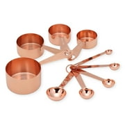 Steelware Central Copper Measuring Cups and Spoons Stainless Steel 9 pieces with 2 Rings