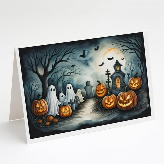 Ghosts Spooky Halloween Greeting Cards and Envelopes Pack of 8 7 in x 5 in