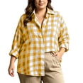 thumbnail image 4 of Warop Plaid Shirt for Women Fall Long Sleeve Blouses Button Down Lapel Tops Business Dressy Casual Work Outfits Clothes, 4 of 9