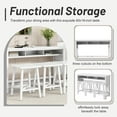 thumbnail image 5 of 4 PC Farmhouse Counter Height Dining Table Set with 3 Storage Space, 60" Dining Table & Saddle Stools, Console Kitchen Table Set with 3 Stools for Living Room Dining Room Kitchen Island, White, 5 of 9