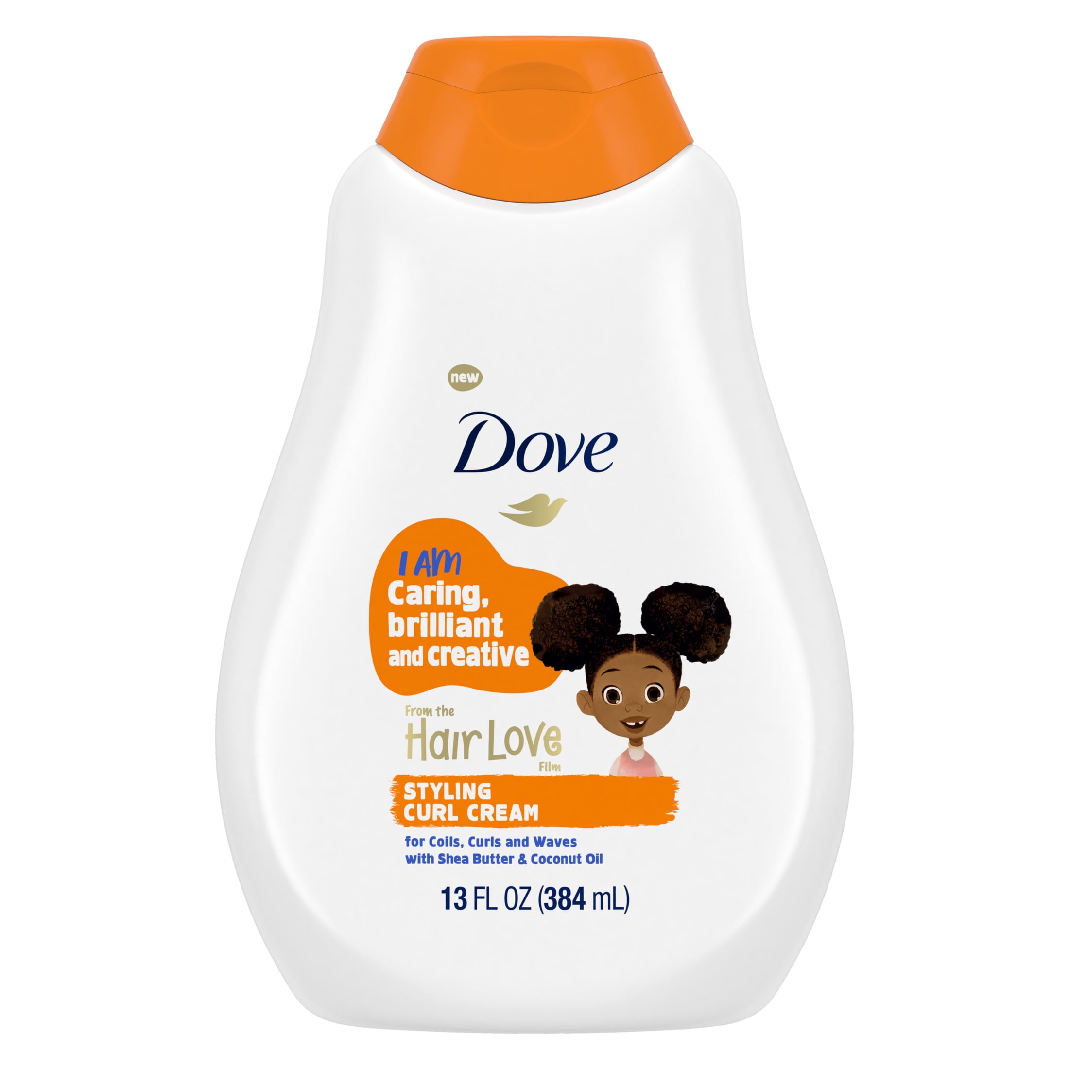 (4 pack) Dove Kids Care Styling Curl Cream for Coils, Curls and Waves Hair Love Kids Styling Cream Infused with Coconut Oil and Shea Butter, 13 fl oz