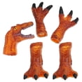 thumbnail image 3 of Brown Dinosaur Hand Puppet Toy for Playing 5Pcs Animal Model Set, 3 of 4