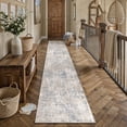 thumbnail image 2 of BERTHMEER 2.6'x12' Long Abstract Runner Rugs for Hallway Kitchen Bedroom Bathroom Entryway Entrance Farmhouse Machine Washable Non-slip Traditional Distressed Rugs, Blue Brown, 2 of 5