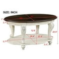 thumbnail image 4 of Hassch 2-Tier Oval Coffee Table, 42" Living Room Center Table w/ Rubber Wood Legs & Floral Carved Design, Beige+Espresso, 4 of 8