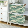 thumbnail image 2 of Yayeee Foldable Storage Basket for Shelves with Handles Set of 2 Waterproof Cloth Bins, Green Wave Pattern, 2 of 7