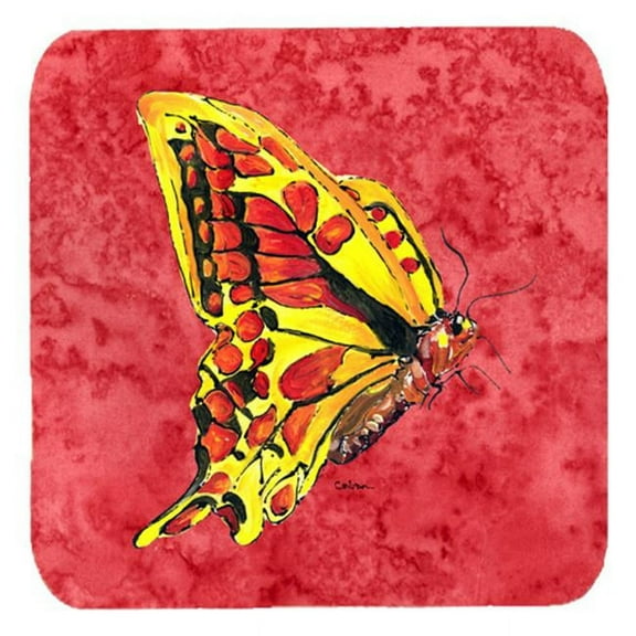Butterfly On Red Foam Coasters, Set Of 4