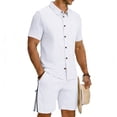thumbnail image 6 of Xdegoge Mens 2 Piece Outfits Linen Short Sleeve Set Button Down Shirt and Shorts with Zipper Pockets Drawstring Summer Beach Casual Fashion Sets, 6 of 8