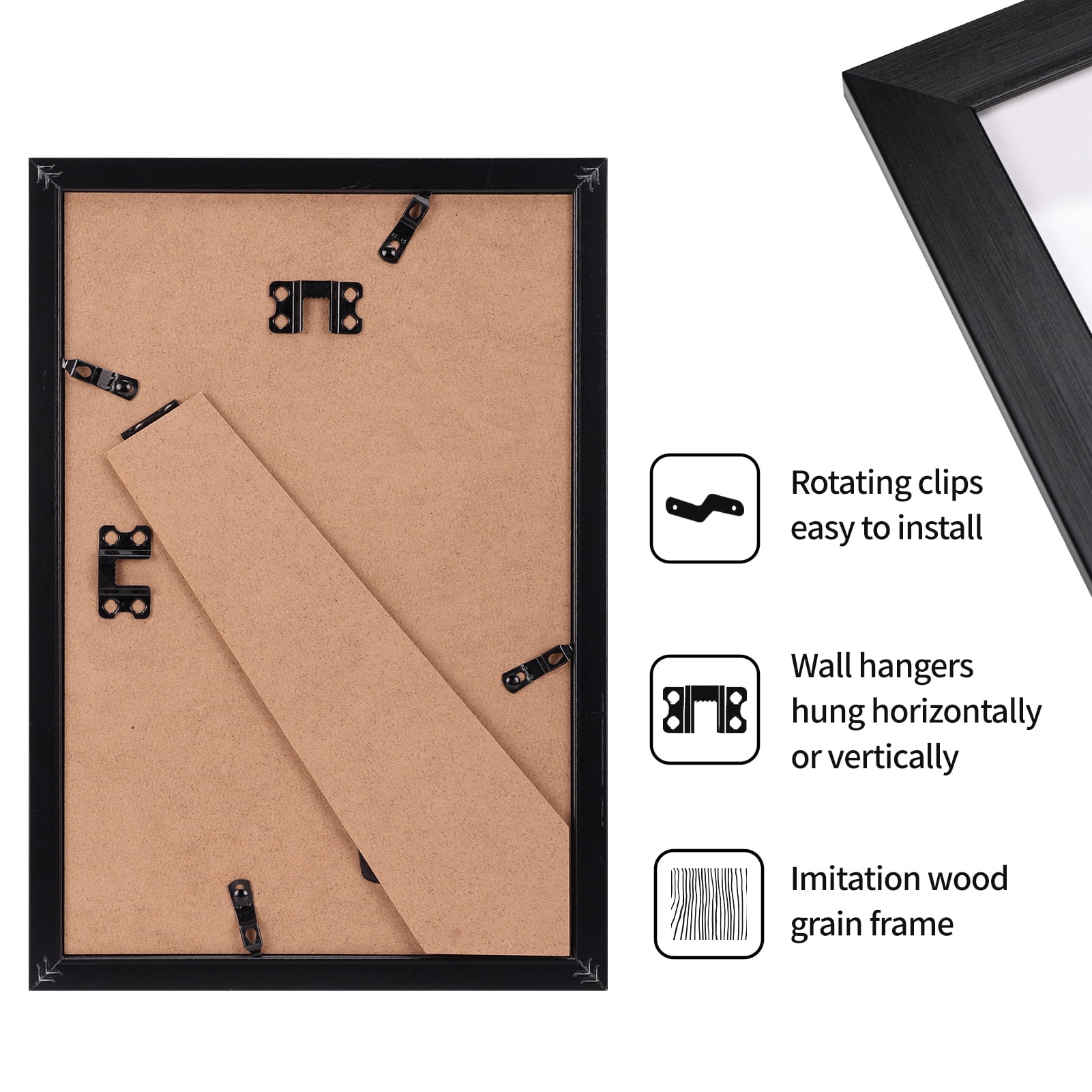 8x12 Picture Frame Set of 12, 8 x 12 Photo Frames Bulk for Wall or Tabletop Display, Black