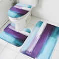thumbnail image 3 of Turquoise Purple Bath Mat 3 Piece Bathroom Rug Set, Geometric Abstract Modern Oil Painting Non Slip Bath Rug Contour Mat and Toilet Lid Cover, Absorbent Shower Mats Soft Bath Rugs and Mats Sets, 3 of 8