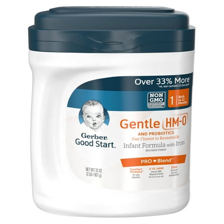 Gerber Good Start Gentle (HMO) Non-GMO Powder Infant Formula, Stage 1, 32.0 (Best Formula Milk For 5 Month Old Baby)
