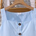 thumbnail image 4 of Girls Blue White Striped Sleeveless Button Down A Line Summer Sundress 7-12 Years Kids Casual Dress,Size 10-11T, 4 of 9