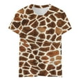 thumbnail image 5 of LUOGENLI Chemises Féminines Classiques Polyvalentes Quotidiennes à Manches Courtes Unies Rayées Léopard Camouflage Bloc de Couleur Décontracté Col Rond T-Shirt 1 4TG T-shirts Graphiques Vêtements d'Été Marron TTG, 5 of 5