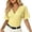a-93Yellow24, variant on Womens Short Sleeve Wrap V Neck Striped Textured Knit Tops Waist Ruched Slim Fitted Summer Trendy Casual Tees For Ladies Classic Top Black L