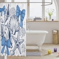 thumbnail image 3 of Manfei Sketch Seashell Bow Shower Curtain 72Wx72L,Starfish Coral Ocean Bathroom Curtain, 3 of 5