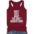 thumbnail image 4 of Tuphregyow Women's Clothes Beach Funny Graphic Racerback Camisole Oversized T Shirts for Women Crewneck Tank Top for Women Vests Sleeveless Blouses Summer Clothes for Teen Girls Y2K Clothing Wine XXL, 4 of 5