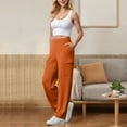 thumbnail image 6 of Lmnyox Women's Cargo Sweatpants Wide Straight Leg Elastic Waist Joggers Casual Loose Athletic Trousers with Pocket, 6 of 8