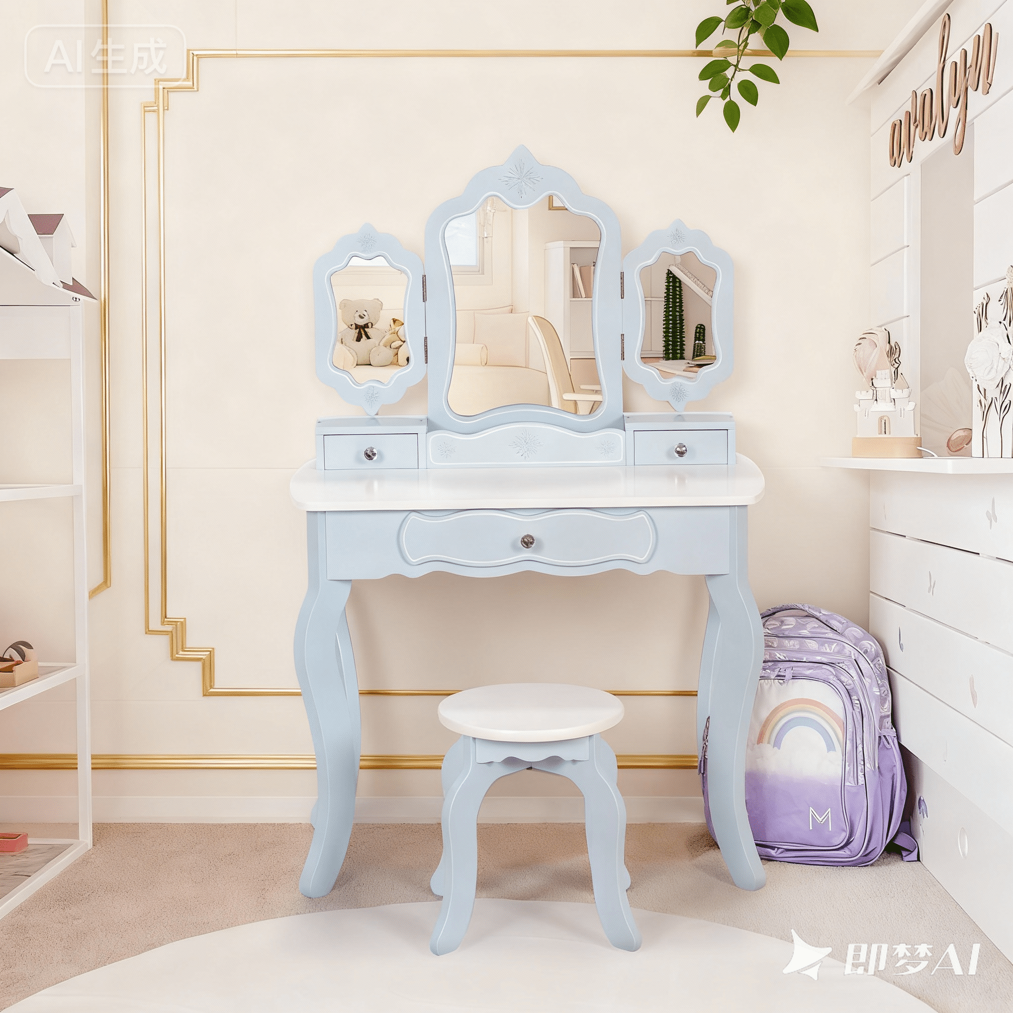 Teamson Kids Fashion Zebra Prints Gisele Vanity Table and Stool