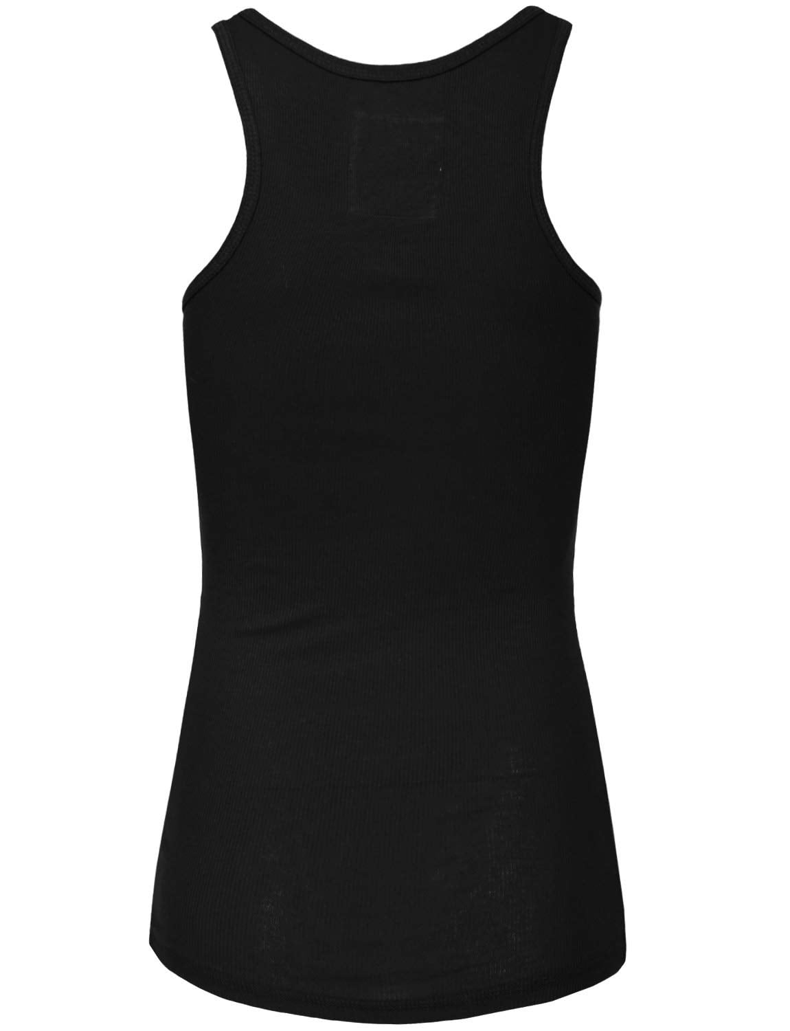 Women's Tank Top Sleeveless Racerback Basic Stretch Comfy Slim Fitted Ribbed Knit Tops Workout Yoga T Shirt NEWT386 Black M - image 3